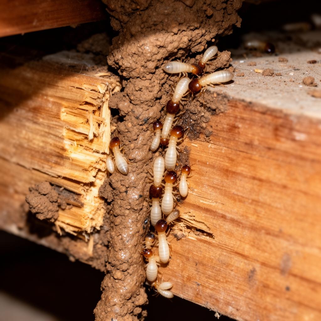 Active termites inside a Dynamic Pest Company in-ground bait station