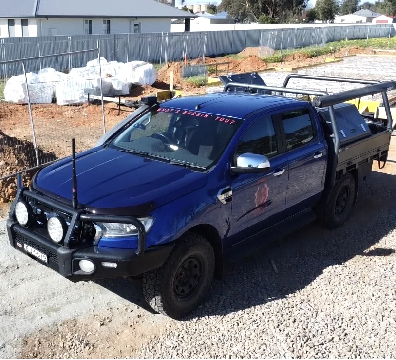 Dynamic Pest Company ute at a new home build site for HomeGuard termite protection